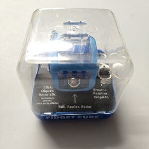 ZURU Fidget Cube by Antsy Labs Transparent Blue With Prism Metal Keychain Aqua